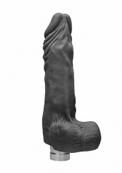 Shots - RealRock Realistic Vibrating Dildo with Balls 23cm Black vibrátor