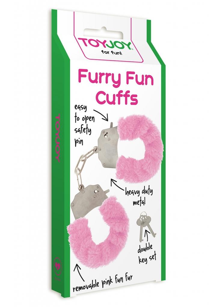 ToyJoy Furry Fun Cuffs putá na ruky plyšová ružová
