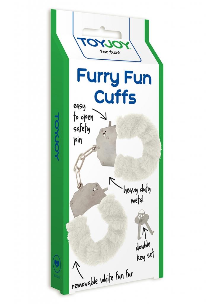ToyJoy Furry Fun Cuffs putá na ruky plyšová biela