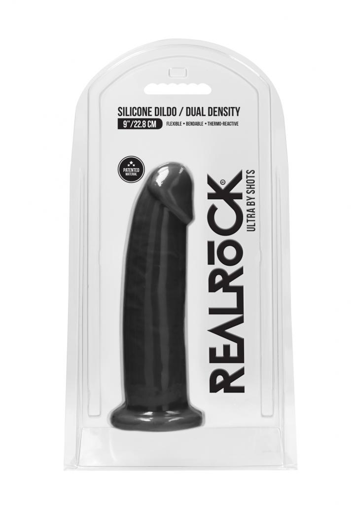 Shots REALROCK 22,8 cm Dual Density Silicone Dildo black