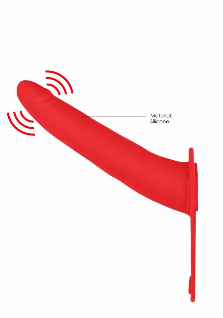 Shots Ouch Vibrating Silicone Strap-On-Adjustable red pripínací penis vibračný
