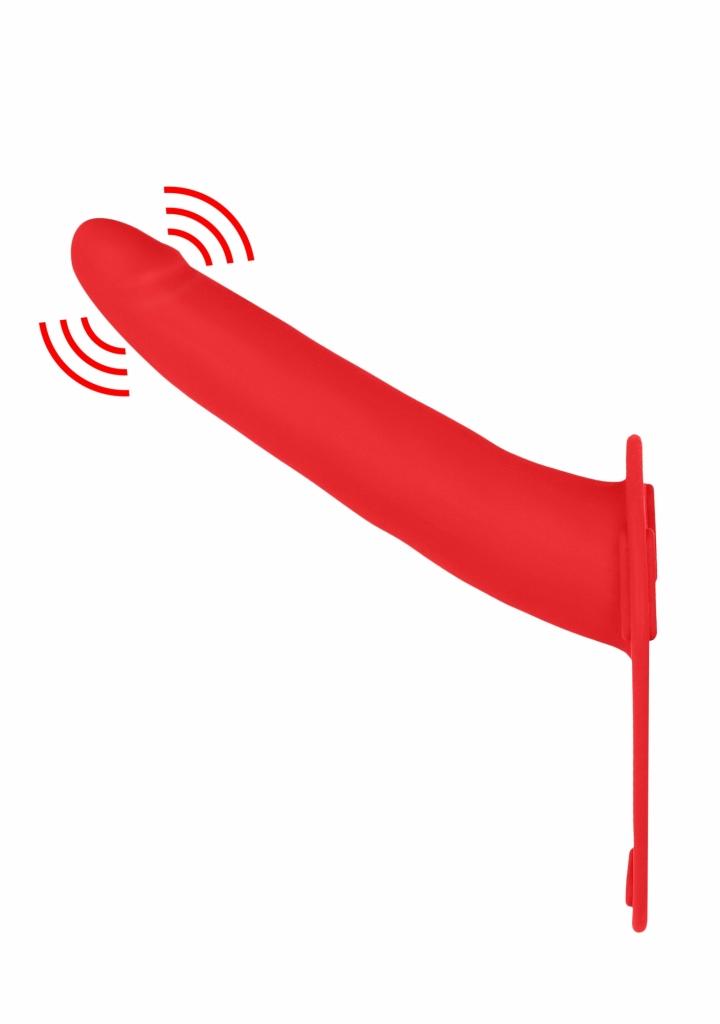 Shots Ouch Vibrating Silicone Strap-On-Adjustable red pripínací penis vibračný