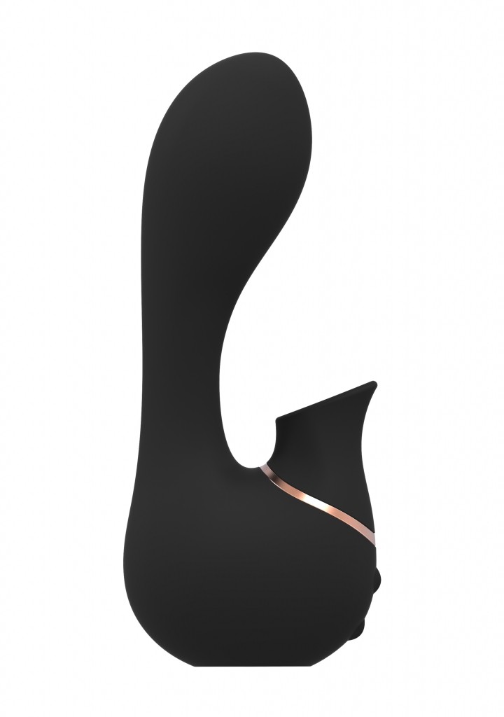 Shots - Irresistible Mythical black vibrátor so stimulátorom klitorisu